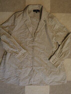 Tuckernuck Pomander Place Women's Beige Gingham Blouse Size M